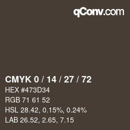 Color code: CMYK 0 / 14 / 27 / 72 | qconv.com