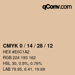 カラーコード: CMYK 0 / 14 / 28 / 12 | qconv.com