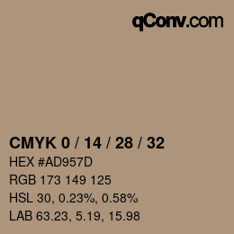 Color code: CMYK 0 / 14 / 28 / 32 | qconv.com