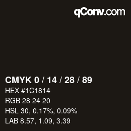 カラーコード: CMYK 0 / 14 / 28 / 89 | qconv.com