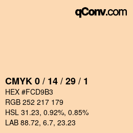 カラーコード: CMYK 0 / 14 / 29 / 1 | qconv.com