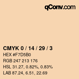 カラーコード: CMYK 0 / 14 / 29 / 3 | qconv.com