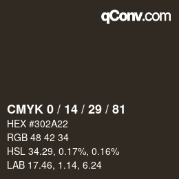 Color code: CMYK 0 / 14 / 29 / 81 | qconv.com