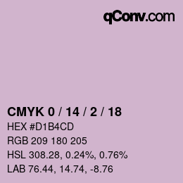 カラーコード: CMYK 0 / 14 / 2 / 18 | qconv.com