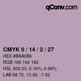 カラーコード: CMYK 0 / 14 / 2 / 27 | qconv.com