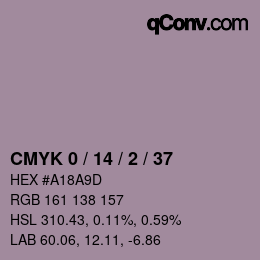 カラーコード: CMYK 0 / 14 / 2 / 37 | qconv.com