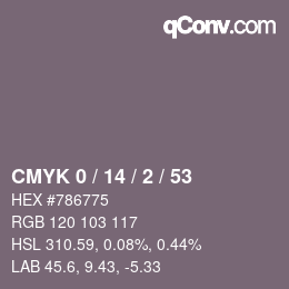 Color code: CMYK 0 / 14 / 2 / 53 | qconv.com