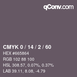 カラーコード: CMYK 0 / 14 / 2 / 60 | qconv.com