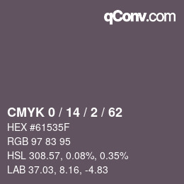 Color code: CMYK 0 / 14 / 2 / 62 | qconv.com