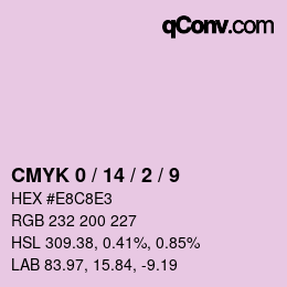 颜色代码: CMYK 0 / 14 / 2 / 9 | qconv.com