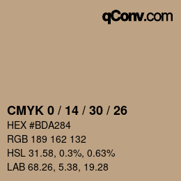 カラーコード: CMYK 0 / 14 / 30 / 26 | qconv.com