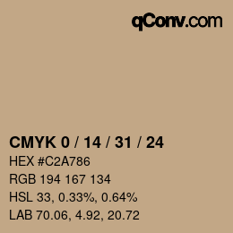 カラーコード: CMYK 0 / 14 / 31 / 24 | qconv.com