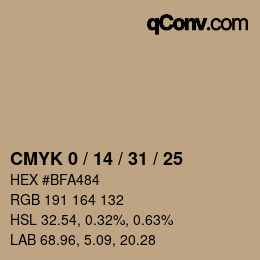 カラーコード: CMYK 0 / 14 / 31 / 25 | qconv.com