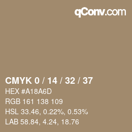 Code couleur: CMYK 0 / 14 / 32 / 37 | qconv.com