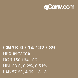 カラーコード: CMYK 0 / 14 / 32 / 39 | qconv.com
