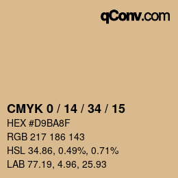 カラーコード: CMYK 0 / 14 / 34 / 15 | qconv.com