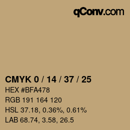 カラーコード: CMYK 0 / 14 / 37 / 25 | qconv.com