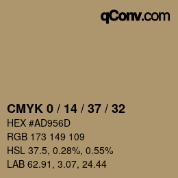 カラーコード: CMYK 0 / 14 / 37 / 32 | qconv.com