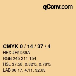 カラーコード: CMYK 0 / 14 / 37 / 4 | qconv.com