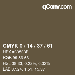 カラーコード: CMYK 0 / 14 / 37 / 61 | qconv.com