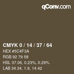 カラーコード: CMYK 0 / 14 / 37 / 64 | qconv.com