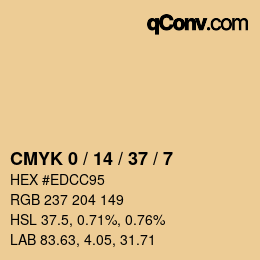 カラーコード: CMYK 0 / 14 / 37 / 7 | qconv.com