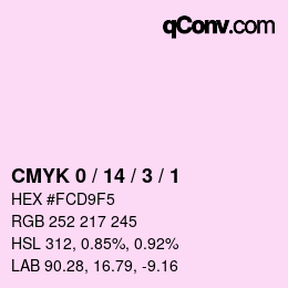 カラーコード: CMYK 0 / 14 / 3 / 1 | qconv.com