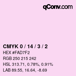 カラーコード: CMYK 0 / 14 / 3 / 2 | qconv.com