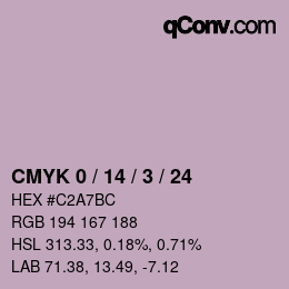 カラーコード: CMYK 0 / 14 / 3 / 24 | qconv.com