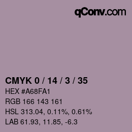 カラーコード: CMYK 0 / 14 / 3 / 35 | qconv.com