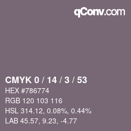 Color code: CMYK 0 / 14 / 3 / 53 | qconv.com