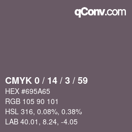 カラーコード: CMYK 0 / 14 / 3 / 59 | qconv.com