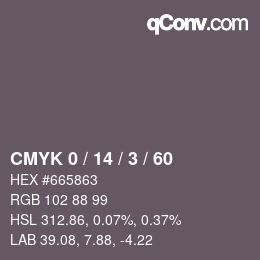 カラーコード: CMYK 0 / 14 / 3 / 60 | qconv.com
