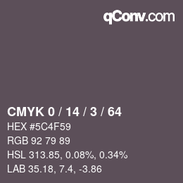 カラーコード: CMYK 0 / 14 / 3 / 64 | qconv.com