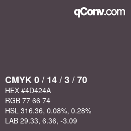 Color code: CMYK 0 / 14 / 3 / 70 | qconv.com