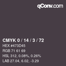 Color code: CMYK 0 / 14 / 3 / 72 | qconv.com