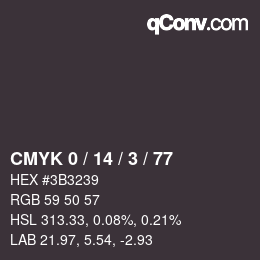Color code: CMYK 0 / 14 / 3 / 77 | qconv.com