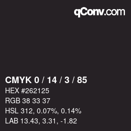 Color code: CMYK 0 / 14 / 3 / 85 | qconv.com