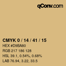 Color code: CMYK 0 / 14 / 41 / 15 | qconv.com