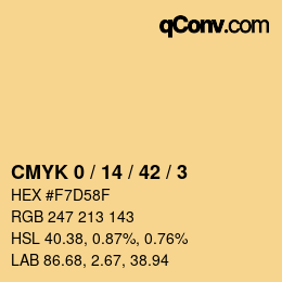 カラーコード: CMYK 0 / 14 / 42 / 3 | qconv.com