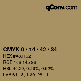 カラーコード: CMYK 0 / 14 / 42 / 34 | qconv.com