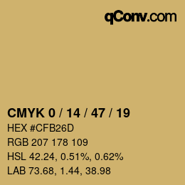 カラーコード: CMYK 0 / 14 / 47 / 19 | qconv.com