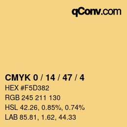 Color code: CMYK 0 / 14 / 47 / 4 | qconv.com