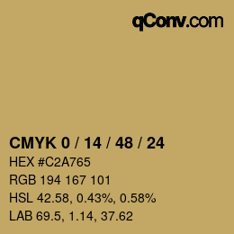 カラーコード: CMYK 0 / 14 / 48 / 24 | qconv.com