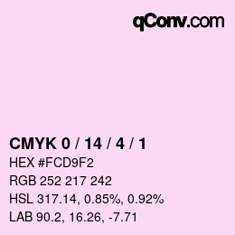 カラーコード: CMYK 0 / 14 / 4 / 1 | qconv.com