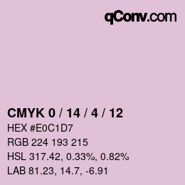 颜色代码: CMYK 0 / 14 / 4 / 12 | qconv.com