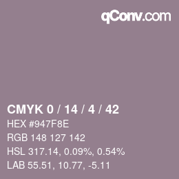 颜色代码: CMYK 0 / 14 / 4 / 42 | qconv.com