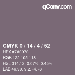 Color code: CMYK 0 / 14 / 4 / 52 | qconv.com