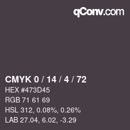 Color code: CMYK 0 / 14 / 4 / 72 | qconv.com