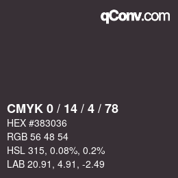 Color code: CMYK 0 / 14 / 4 / 78 | qconv.com